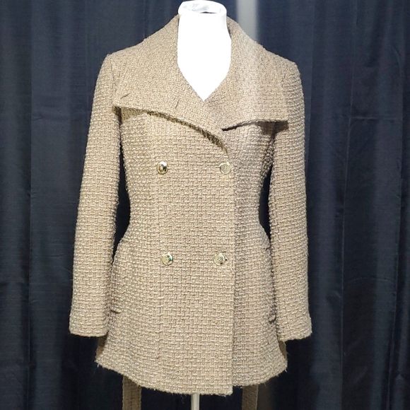 CK wool blend textured belted peacoat - Picture 2 of 9